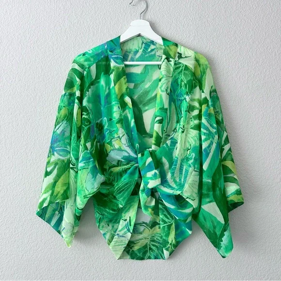 Vintage Tropical Print Kimono Top - Picture 5 of 6